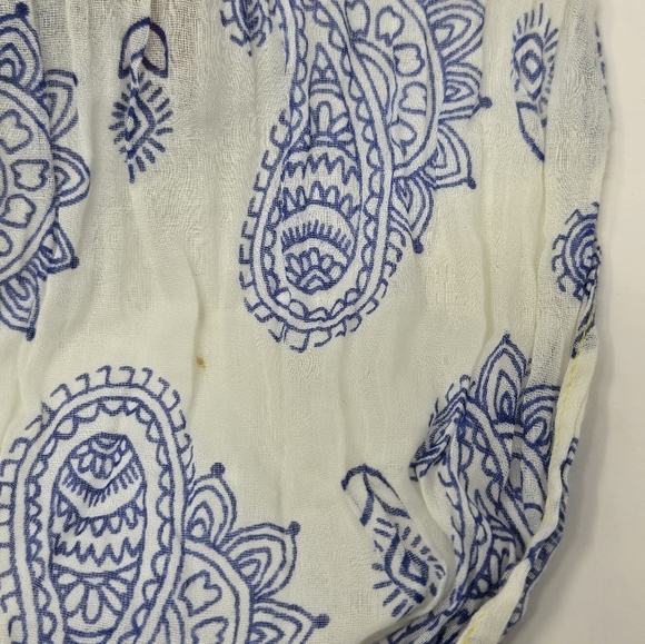 NWT OLD NAVY COTTON LIGHTWEIGHT SCARF WRAP BLUE PAISLEY TEAL YELLOW WOMEN OS - Picture 11 of 12